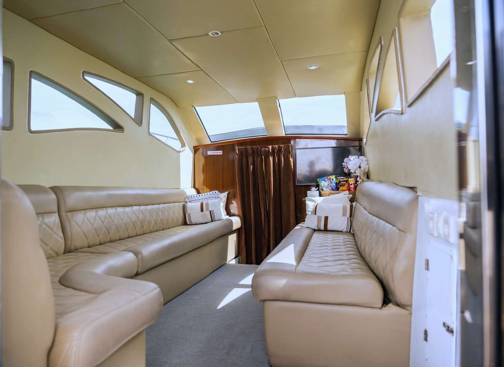 Spacious salon interior of Freedom Yacht