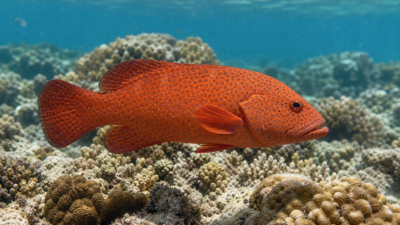 Coral trout caught reef fishing off Bali