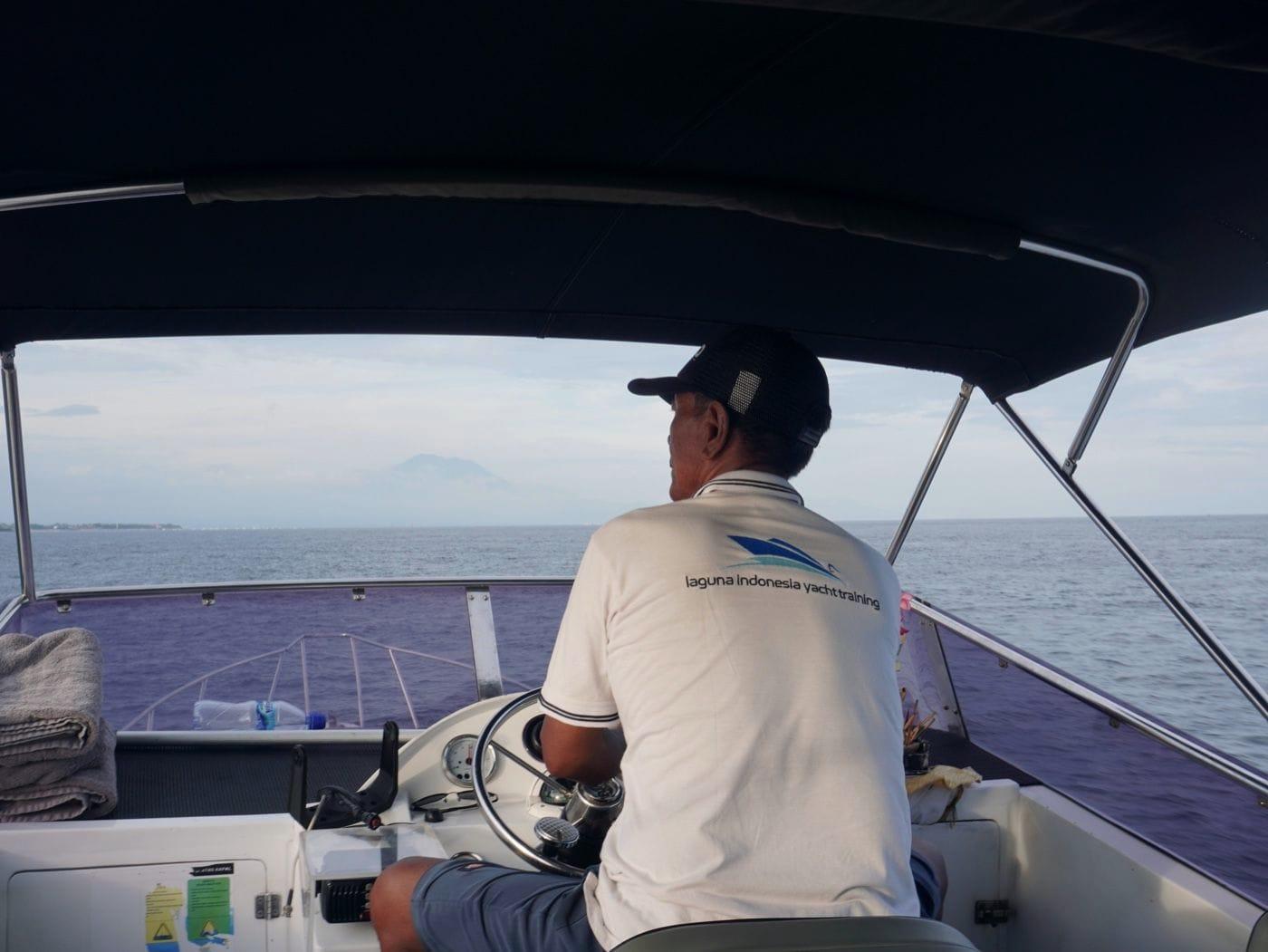 View from the deck of a yacht departing Serangan Harbour, Bali