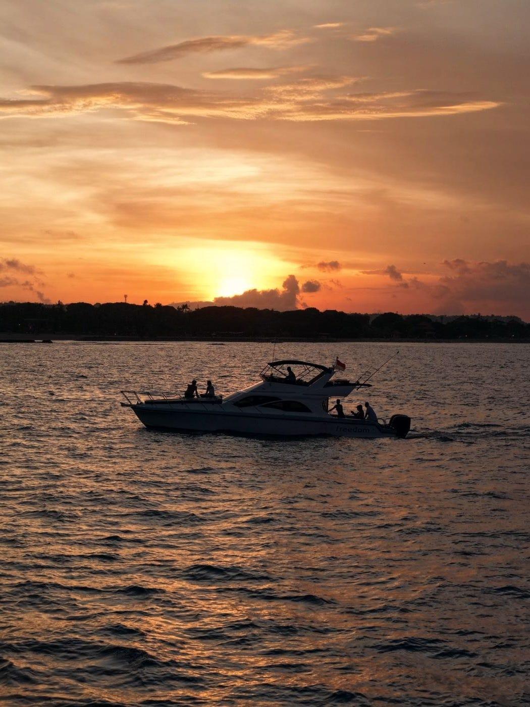 Sunset light over the water off Bali's south coast